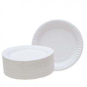 Large white paper plates (9) x 100"